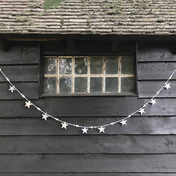 Bead & star bunting-Natural & grey