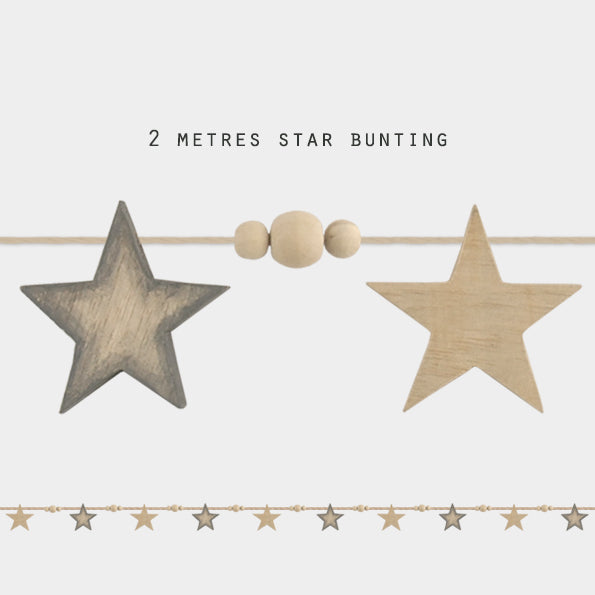 Bead & star bunting-Natural & grey