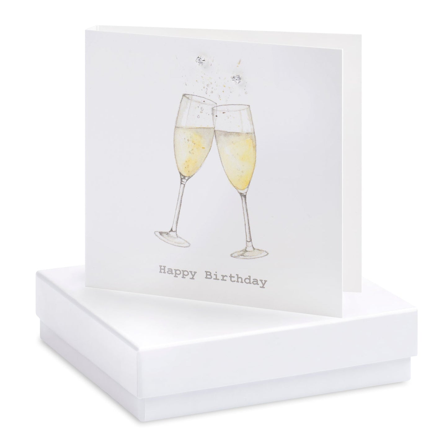 Boxed Champagne Glasses Happy Birthday Earring Card