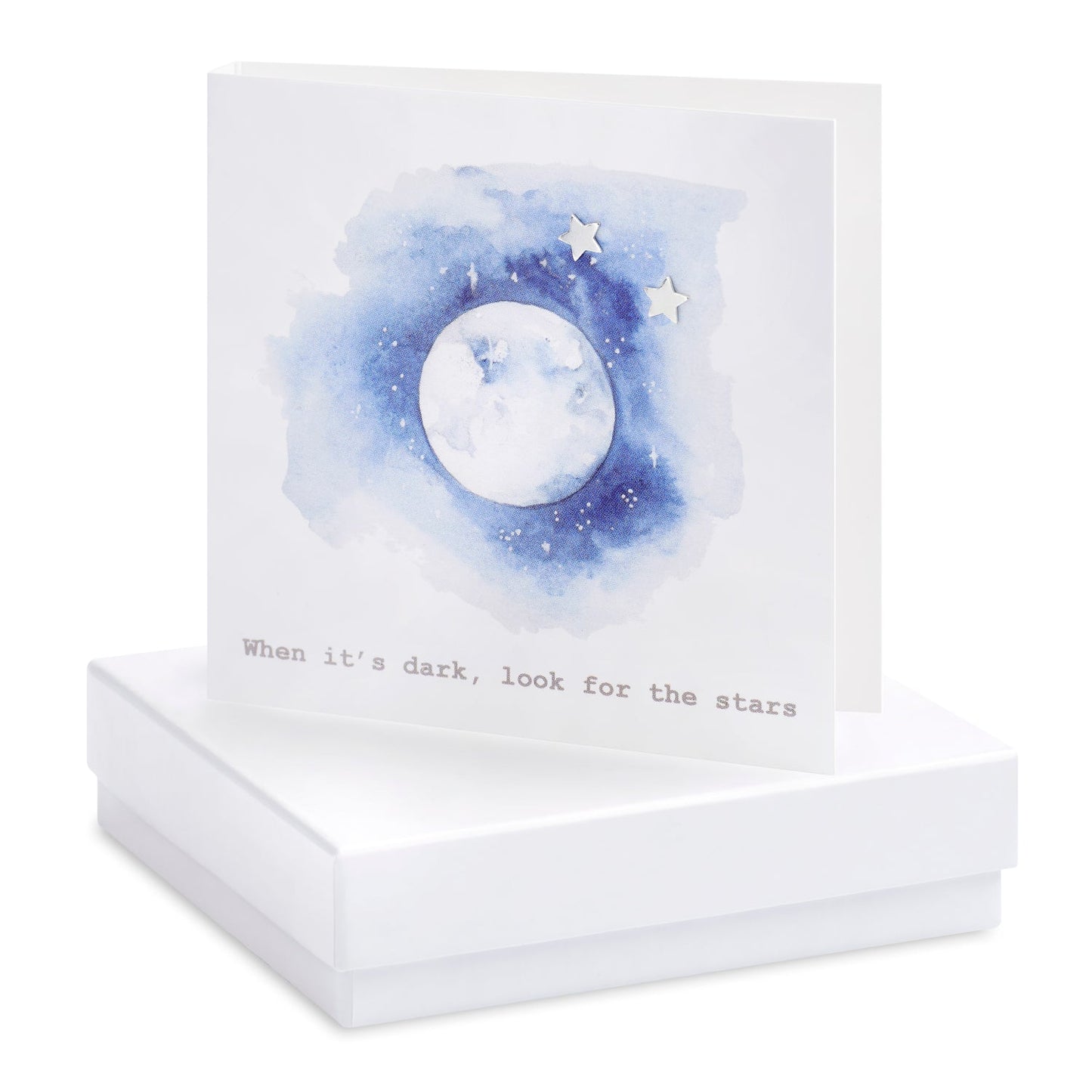 Boxed Moon When Its Dark Look For The Stars Earring Card