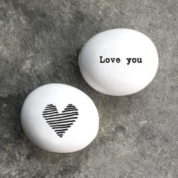 Porcelain pebble 'Love you'