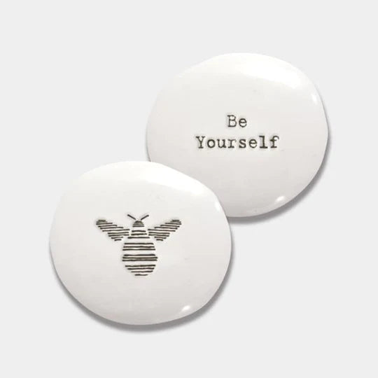 Porcelain pebble 'Bee Be yourself"